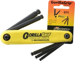 Bondhus - 5 Piece Fold-Up Hex Key Set - Hex Range 3/16 to 3/8" - Americas Industrial Supply