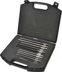 Made in USA - 0.1855" to 0.4995", Chucking Reamer Set - Straight Flute, Right Hand Cut, 4 & 6 Flute, 12 Pieces - Americas Industrial Supply
