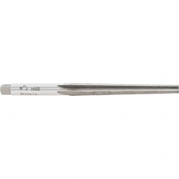 Interstate - 1/4" Small End, 0.38" Large End, 11/32" Shank, 3-1/8" Flute, Brown and Sharpe Taper Reamer #2 - Americas Industrial Supply