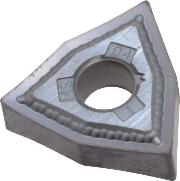 Kennametal - WNMG431 MS KC5510 Grade Carbide Turning Insert - TiAlN Coated Trigon, 1/2" Inscr Circle, 3/16" Thick, 1/64" Cnr Rad - Americas Industrial Supply