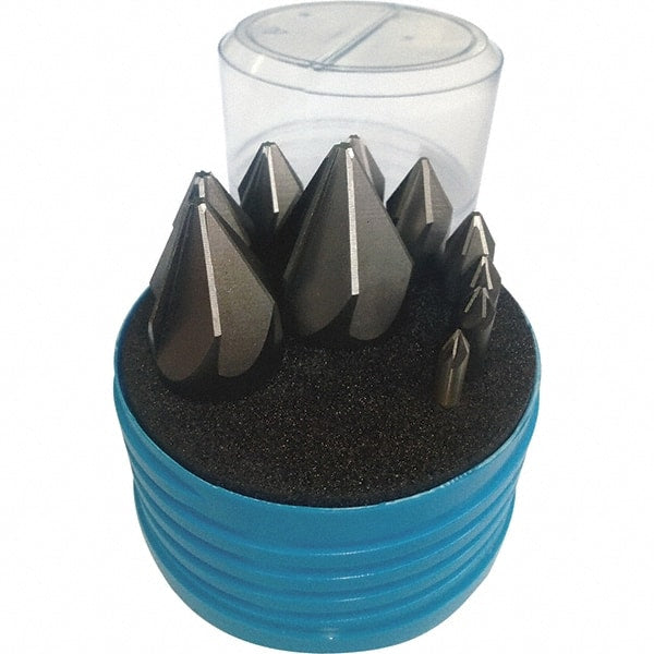 Interstate - 10 Piece, 3/16 to 1-1/4" Head Diam, 90° Included Angle, Single End Countersink Set - Americas Industrial Supply