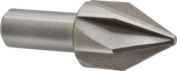 Interstate - 1-1/4" Head Diam, 3/4" Shank Diam, 6 Flute 60° High Speed Steel Countersink - Bright Finish, 3-3/8" OAL, Single End, Straight Shank, Right Hand Cut - Americas Industrial Supply