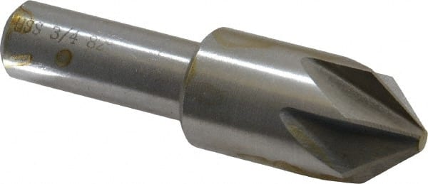 Interstate - 3/4" Head Diam, 1/2" Shank Diam, 6 Flute 82° High Speed Steel Countersink - Americas Industrial Supply