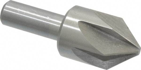 Interstate - 1" Head Diam, 1/2" Shank Diam, 6 Flute 82° High Speed Steel Countersink - Bright Finish, 2-3/4" OAL, Single End, Straight Shank, Right Hand Cut - Americas Industrial Supply