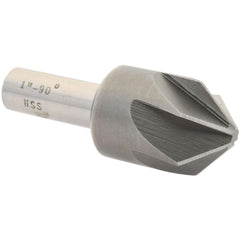 1″ Head Diam, 1/2″ Shank Diam, 6 Flute 90° High Speed Steel Countersink Bright Finish, 2-3/4″ OAL, Single End, Straight Shank, Right Hand Cut