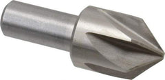 Interstate - 1-1/4" Head Diam, 3/4" Shank Diam, 6 Flute 90° High Speed Steel Countersink - Bright Finish, 3-3/8" OAL, Single End, Straight Shank, Right Hand Cut - Americas Industrial Supply