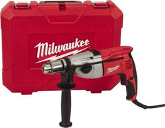 Milwaukee Tool - 120 Volt 1/2" Keyed Chuck Electric Hammer Drill - 0 to 20,000 & 0 to 40,000 BPM, 0 to 1,350 & 0 to 2,500 RPM, Reversible - Americas Industrial Supply