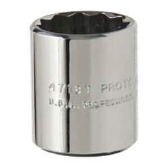 Proto - 9/16", 1/4" Drive, Standard Hand Socket - 12 Points, 7/8" OAL, Alloy Steel, Chrome Finish - Americas Industrial Supply