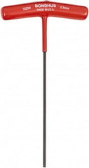 Bondhus - 2.5mm Hex, T-Handle Cushion Grip, Hex Key - 9" OAL, Metric System of Measurement - Americas Industrial Supply