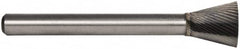 M.A. Ford - 1/4" Cut Diam, 1/8" Shank Diam, Backtaper Head Double Cut Burr - Carbide, End Cut End, 1/4" LOC, 1-3/4" OAL - Americas Industrial Supply