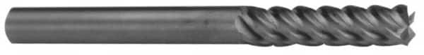 Accupro - 1", 5 Flute, Single End, Solid Carbide, 0.09" Corner Radius End Mill - 6" OAL, 45° Helix, Right Hand Flute, 3-1/4" LOC, Right Hand Cut - Americas Industrial Supply