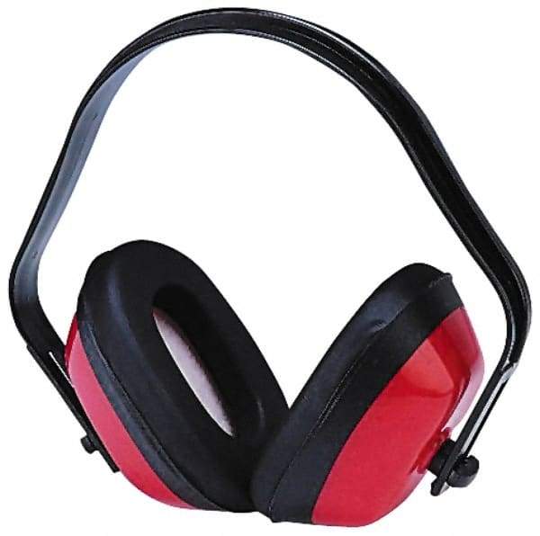 PRO-SAFE - Three Position Black & Red PVC Leather Cushion Earmuffs - 15 NRR Rating, Adjustable Headband - Americas Industrial Supply