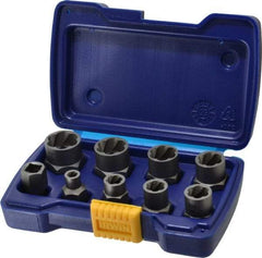 Irwin Hanson - 9 Piece Bolt Extractor Set - 3/8" Drive, Molded Plastic Case - Americas Industrial Supply