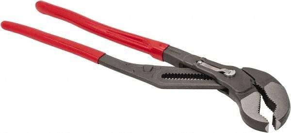 Knipex - 22" OAL, 4-1/2" Max Capacity, 20 Position Adjustable Tongue & Groove Pliers - Standard V-Jaws, Standard Head, Plastic Coated Handles - Americas Industrial Supply