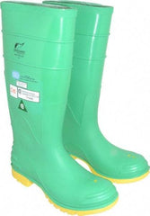 Dunlop Protective Footwear - Men's Size 6 Medium Width Steel Knee Boot - Green, PVC Upper, 16" High, Chemical Resistant, Dielectric, Non-Slip - Americas Industrial Supply