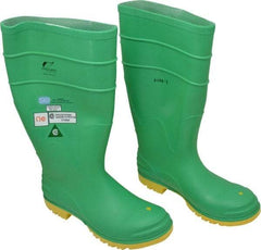 Dunlop Protective Footwear - Men's Size 9 Medium Width Steel Knee Boot - Green, PVC Upper, 16" High, Chemical Resistant, Dielectric, Non-Slip - Americas Industrial Supply