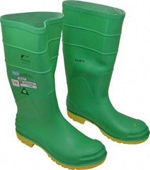 Dunlop Protective Footwear - Men's Size 11 Medium Width Steel Knee Boot - Green, PVC Upper, 16" High, Chemical Resistant, Dielectric, Non-Slip - Americas Industrial Supply