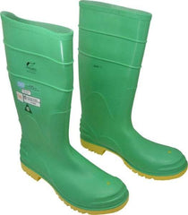 Dunlop Protective Footwear - Men's Size 13 Medium Width Steel Knee Boot - Green, PVC Upper, 16" High, Chemical Resistant, Dielectric, Non-Slip - Americas Industrial Supply