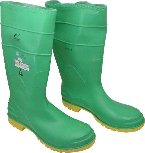 Dunlop Protective Footwear - Men's Size 15 Medium Width Steel Knee Boot - Green, PVC Upper, 16" High, Chemical Resistant, Dielectric, Non-Slip - Americas Industrial Supply