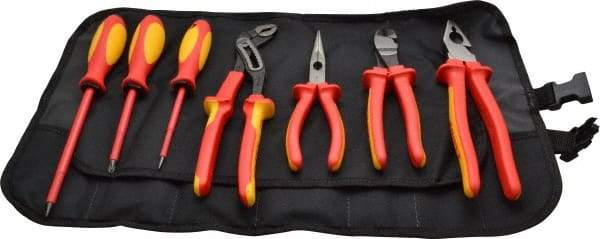 Knipex - 7 Piece Insulated Hand Tool Set - Comes in Tool Roll - Americas Industrial Supply