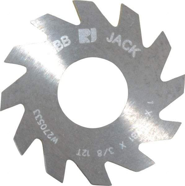 RobbJack - 1" Diam x 0.0781" Blade Thickness x 3/8" Arbor Hole Diam, 12 Tooth Slitting and Slotting Saw - Arbor Connection, Right Hand, Uncoated, Solid Carbide, Concave Ground - Americas Industrial Supply