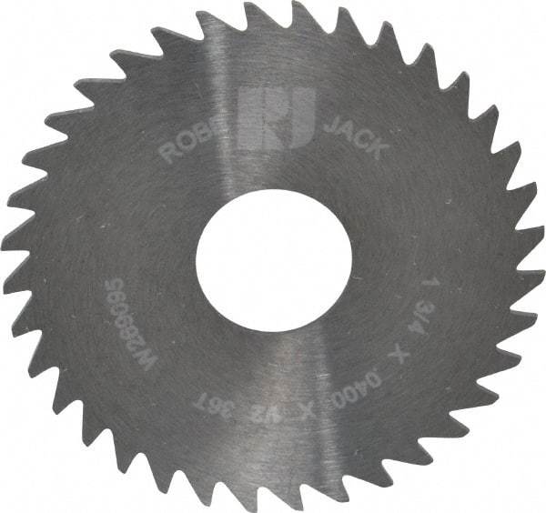 RobbJack - 1-3/4" Diam x 0.04" Blade Thickness x 1/2" Arbor Hole Diam, 36 Tooth Slitting and Slotting Saw - Arbor Connection, Right Hand, Uncoated, Solid Carbide, Concave Ground - Americas Industrial Supply