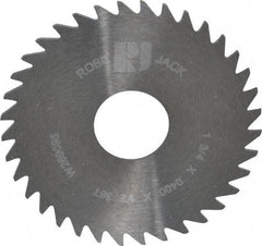 RobbJack - 1-3/4" Diam x 0.04" Blade Thickness x 1/2" Arbor Hole Diam, 36 Tooth Slitting and Slotting Saw - Arbor Connection, Right Hand, Uncoated, Solid Carbide, Concave Ground - Americas Industrial Supply