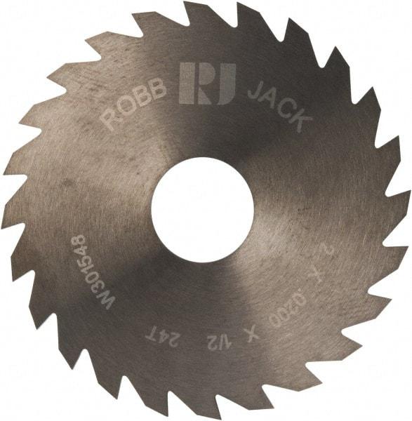 RobbJack - 2" Diam x 0.02" Blade Thickness x 1/2" Arbor Hole Diam, 24 Tooth Slitting and Slotting Saw - Arbor Connection, Right Hand, Uncoated, Solid Carbide, Concave Ground - Americas Industrial Supply