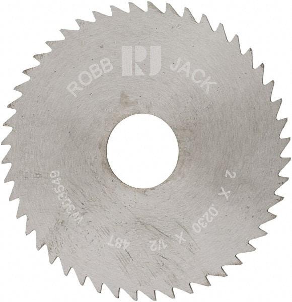 RobbJack - 2" Diam x 0.023" Blade Thickness x 1/2" Arbor Hole Diam, 48 Tooth Slitting and Slotting Saw - Arbor Connection, Right Hand, Uncoated, Solid Carbide, Concave Ground - Americas Industrial Supply