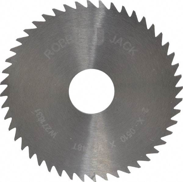 RobbJack - 2" Diam x 0.051" Blade Thickness x 1/2" Arbor Hole Diam, 48 Tooth Slitting and Slotting Saw - Arbor Connection, Right Hand, Uncoated, Solid Carbide, Concave Ground - Americas Industrial Supply