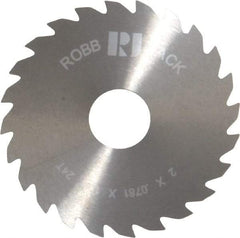 RobbJack - 2" Diam x 0.0781" Blade Thickness x 1/2" Arbor Hole Diam, 24 Tooth Slitting and Slotting Saw - Arbor Connection, Right Hand, Uncoated, Solid Carbide, Concave Ground - Americas Industrial Supply