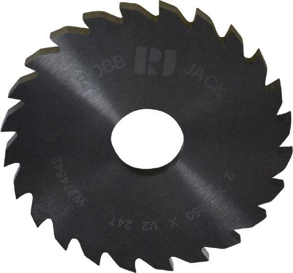 RobbJack - 2" Diam x 1/8" Blade Thickness x 1/2" Arbor Hole Diam, 24 Tooth Slitting and Slotting Saw - Arbor Connection, Right Hand, Uncoated, Solid Carbide, Concave Ground - Americas Industrial Supply