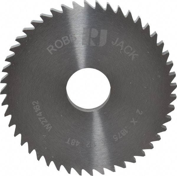 RobbJack - 2" Diam x 3/16" Blade Thickness x 1/2" Arbor Hole Diam, 48 Tooth Slitting and Slotting Saw - Arbor Connection, Right Hand, Uncoated, Solid Carbide, Concave Ground - Americas Industrial Supply