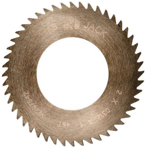 RobbJack - 2" Diam x 0.0312" Blade Thickness x 1" Arbor Hole Diam, 48 Tooth Slitting and Slotting Saw - Arbor Connection, Right Hand, Uncoated, Solid Carbide, Concave Ground - Americas Industrial Supply