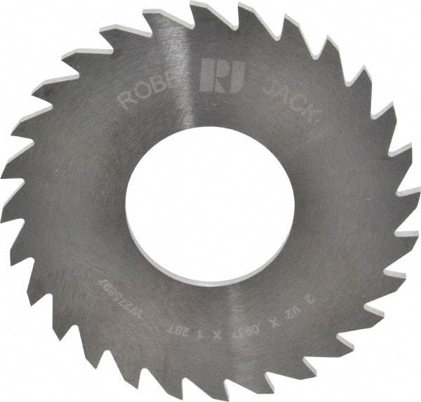 RobbJack - 2-1/2" Diam x 0.0937" Blade Thickness x 1" Arbor Hole Diam, 28 Tooth Slitting and Slotting Saw - Arbor Connection, Right Hand, Uncoated, Solid Carbide, Concave Ground - Americas Industrial Supply