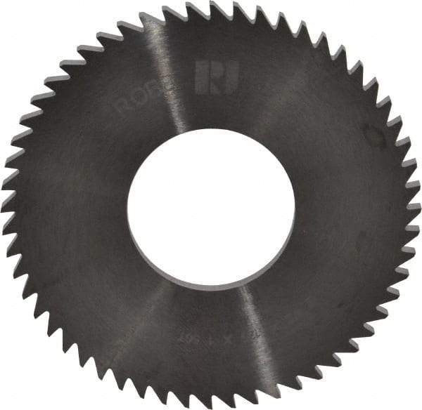 RobbJack - 2-1/2" Diam x 1/8" Blade Thickness x 1" Arbor Hole Diam, 56 Tooth Slitting and Slotting Saw - Arbor Connection, Right Hand, Uncoated, Solid Carbide, Concave Ground - Americas Industrial Supply