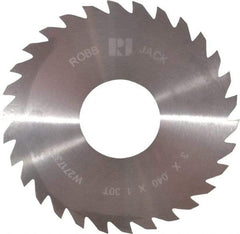 RobbJack - 3" Diam x 0.04" Blade Thickness x 1" Arbor Hole Diam, 30 Tooth Slitting and Slotting Saw - Arbor Connection, Right Hand, Uncoated, Solid Carbide, Concave Ground - Americas Industrial Supply