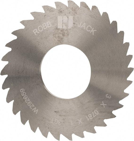 RobbJack - 3" Diam x 0.0781" Blade Thickness x 1" Arbor Hole Diam, 30 Tooth Slitting and Slotting Saw - Arbor Connection, Right Hand, Uncoated, Solid Carbide, Concave Ground - Americas Industrial Supply