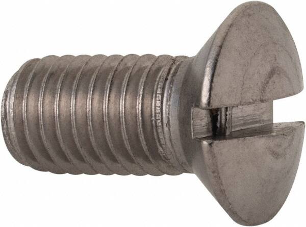Value Collection - M10x1.50, 20mm OAL Slotted Drive Machine Screw - Oval Head, Grade 18-8 & A2 Stainless Steel, Uncoated, Without Washer - Americas Industrial Supply