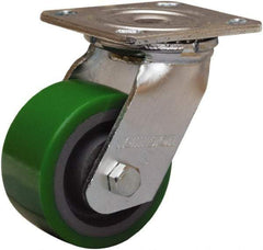 Hamilton - 4" Diam x 2" Wide x 5-5/8" OAH Top Plate Mount Swivel Caster - Polyurethane Mold onto Cast Iron Center, 750 Lb Capacity, Sealed Precision Ball Bearing, 4 x 4-1/2" Plate - Americas Industrial Supply