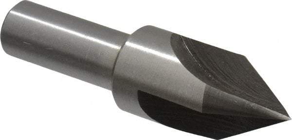 Interstate - 3/4" Head Diam, 1/2" Shank Diam, 3 Flute 60° High Speed Steel Countersink - Bright Finish, 2-3/4" OAL, Single End, Straight Shank, Right Hand Cut - Americas Industrial Supply