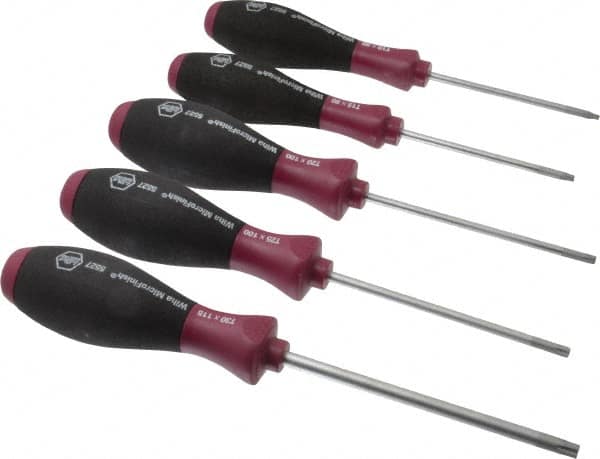 Wiha - 5 Piece Torx Screwdriver Set - Bit Sizes: Torx T10, T15, T20, T25 & T30 - Americas Industrial Supply