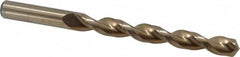 Cleveland - 7/16" 135° Cobalt Jobber Drill - Oxide/Gold Finish, Right Hand Cut, Parabolic Flute, Straight Shank, 5-1/2" OAL, Split Point - Americas Industrial Supply
