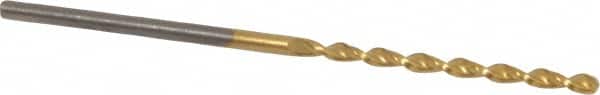 Cleveland - 1/16" 135° Cobalt Jobber Drill - TiN Finish, Right Hand Cut, Parabolic Flute, Straight Shank, 1-7/8" OAL, Split Point - Americas Industrial Supply