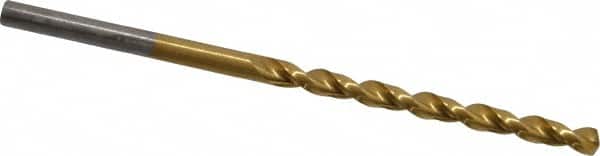 Cleveland - 1/8" 135° Cobalt Jobber Drill - TiN Finish, Right Hand Cut, Parabolic Flute, Straight Shank, 2-3/4" OAL, Split Point - Americas Industrial Supply