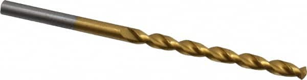 Cleveland - 9/64" 135° Cobalt Jobber Drill - TiN Finish, Right Hand Cut, Parabolic Flute, Straight Shank, 2-7/8" OAL, Split Point - Americas Industrial Supply