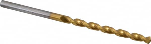 Cleveland - #29 135° Cobalt Jobber Drill - TiN Finish, Right Hand Cut, Parabolic Flute, Straight Shank, 2-7/8" OAL, Split Point - Americas Industrial Supply