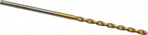 Cleveland - #51 135° Cobalt Jobber Drill - TiN Finish, Right Hand Cut, Parabolic Flute, Straight Shank, 2" OAL, Split Point - Americas Industrial Supply