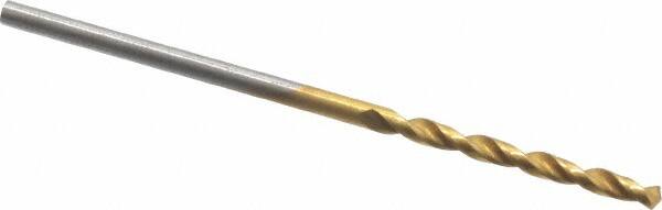 Cleveland - 1.5mm 135° Cobalt Jobber Drill - TiN Finish, Right Hand Cut, Parabolic Flute, Straight Shank, 1.575" OAL, Split Point - Americas Industrial Supply