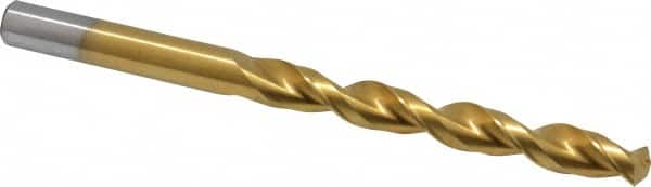 Cleveland - 9mm 135° Cobalt Jobber Drill - TiN Finish, Right Hand Cut, Parabolic Flute, Straight Shank, 4.921" OAL, Split Point - Americas Industrial Supply